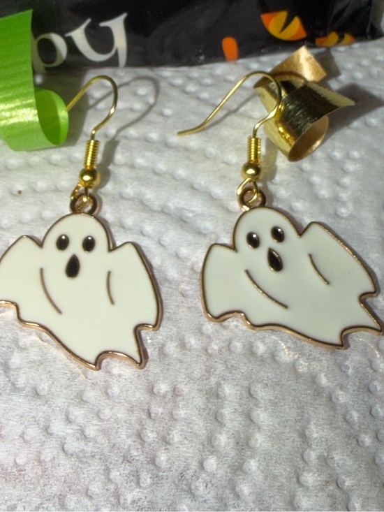 Jewelry - Handmade Gold-Tone White Ghost Drop Earrings - Women Jewelry